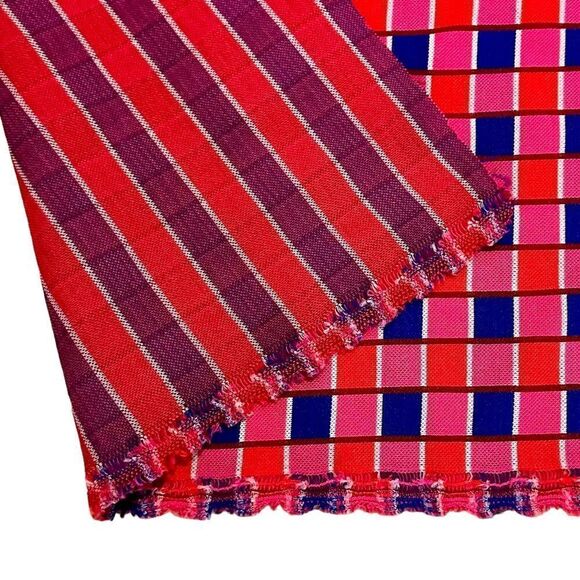 VTG Knit Checkered Bright Retro Fabric EUC! 202 - Picture 5 of 5